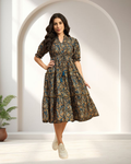 Elegant Paisley Print Western Dress for Women .