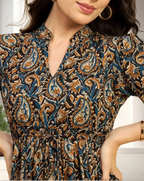 Elegant Paisley Print Western Dress for Women .