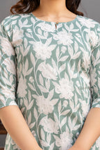 Elegant White Blossom Print Cotton Top