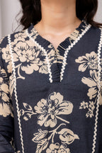 Navy Floral Straight Fit Co-Ord Set