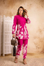 Fuchsia Floral Printed Cotton Coord Set