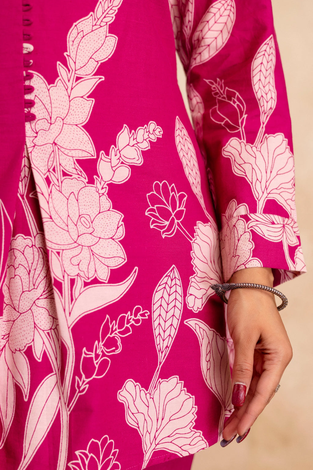 Fuchsia Floral Printed Cotton Coord Set