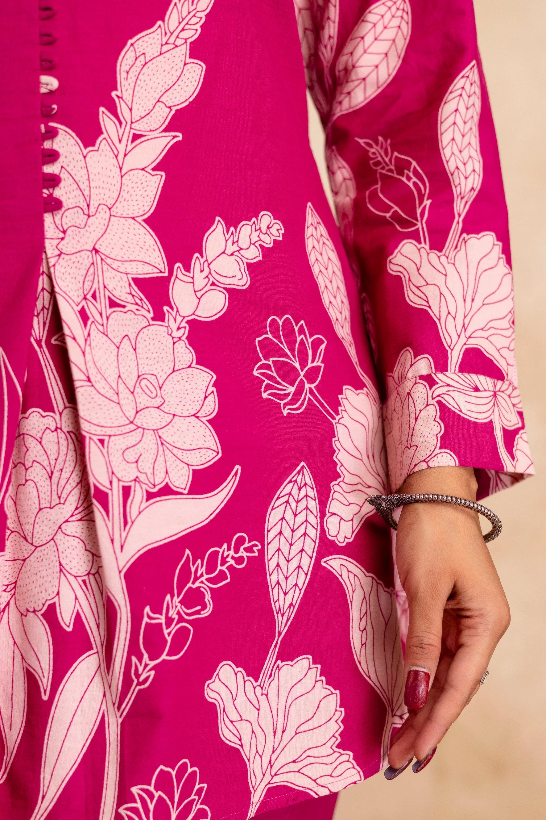 Fuchsia Floral Printed Cotton Coord Set