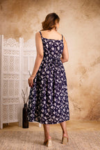 Midnight Bloom Floral Strappy Midi Dress