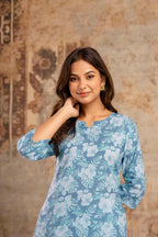 Blue Blossom Cotton Night Suit for Women – Ultra-Soft Relaxed Fit