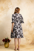 Floral Cotton Casual Dress for Women – Black Bloom Edition