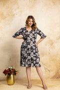 Floral Cotton Casual Dress for Women – Black Bloom Edition