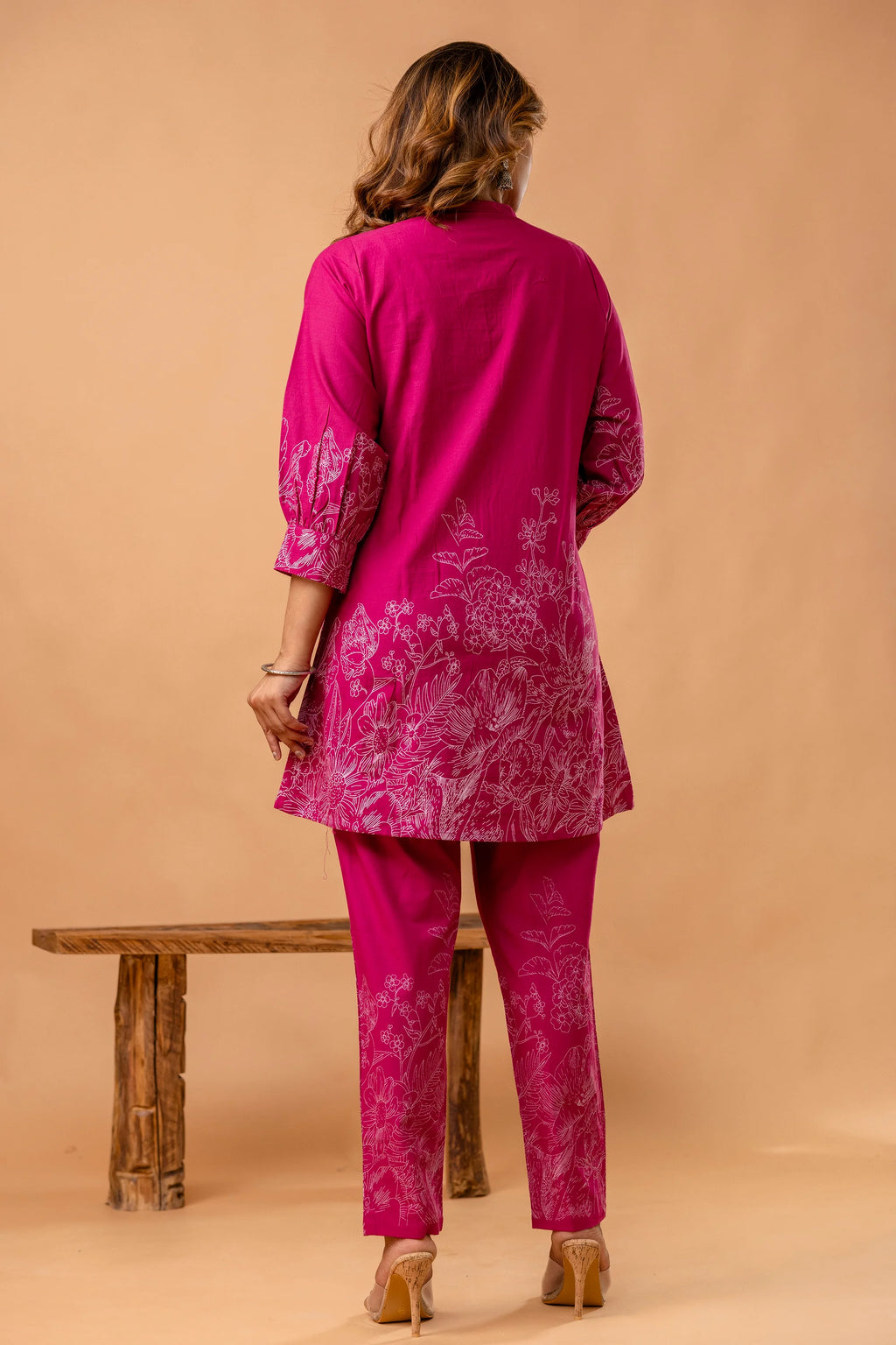 Vibrant Pink Floral Printed Cotton Coord Set