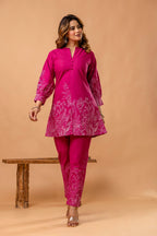Vibrant Pink Floral Printed Cotton Coord Set