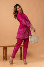 Vibrant Pink Floral Printed Cotton Coord Set