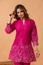 Vibrant Pink Floral Printed Cotton Coord Set