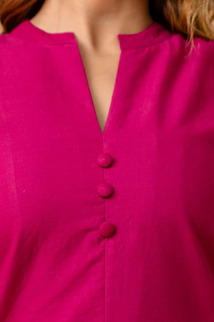 Vibrant Pink Floral Printed Cotton Coord Set