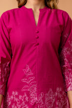 Vibrant Pink Floral Printed Cotton Coord Set