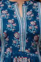 Blue Charming Floral Fit & Flare Dress