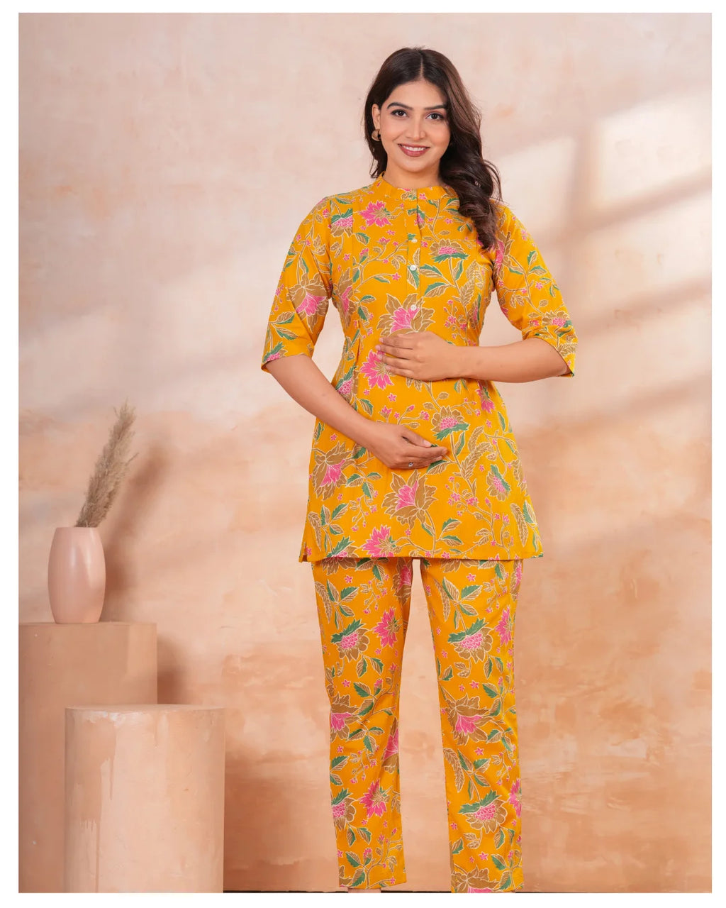Sunshine Bloom Luxe Maternity & Feeding Kurta Pant Co-Ord Set