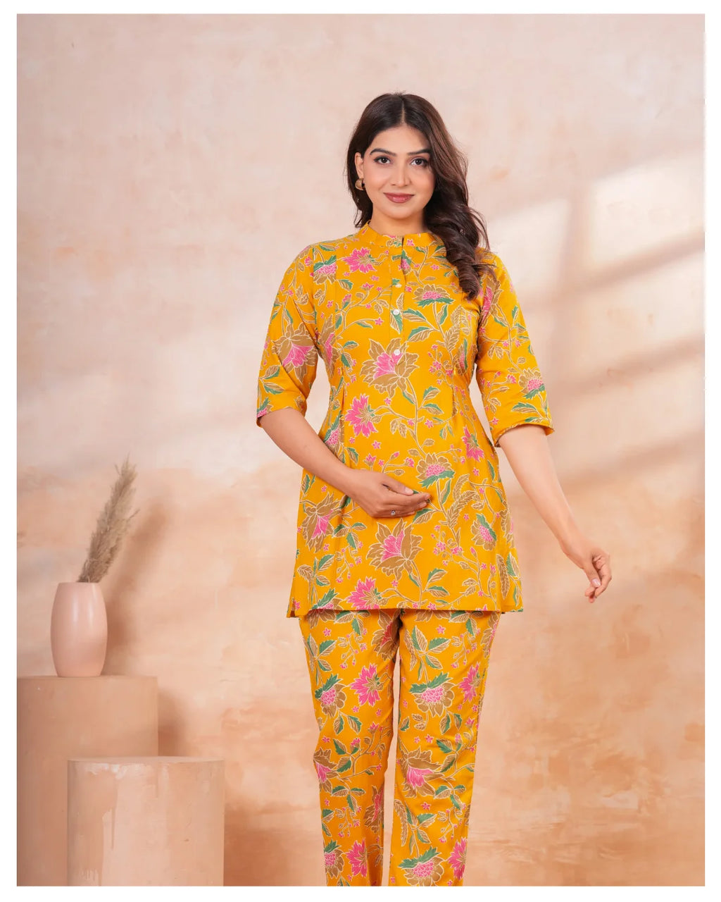 Sunshine Bloom Luxe Maternity & Feeding Kurta Pant Co-Ord Set