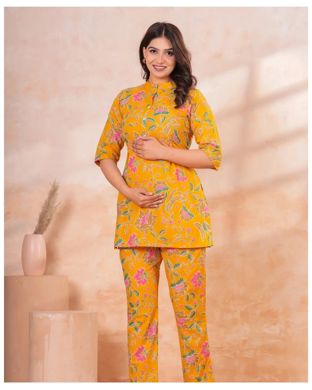 Sunshine Bloom Luxe Maternity & Feeding Kurta Pant Co-Ord Set
