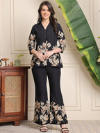 Elegant Black Flower Design Co-ord Set | Women’s Stylish Wear
