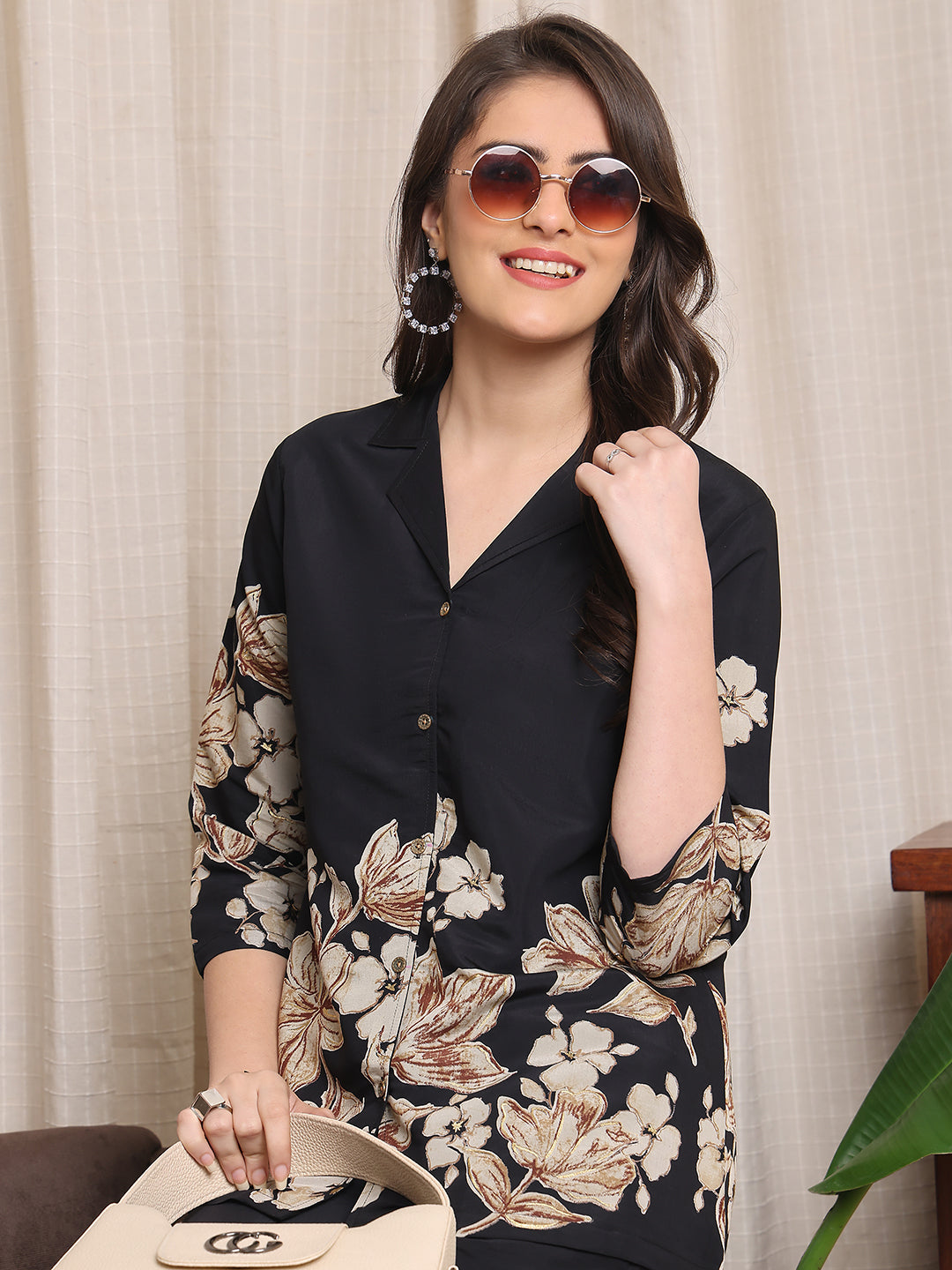 Elegant Black Flower Design Co-ord Set | Women’s Stylish Wear