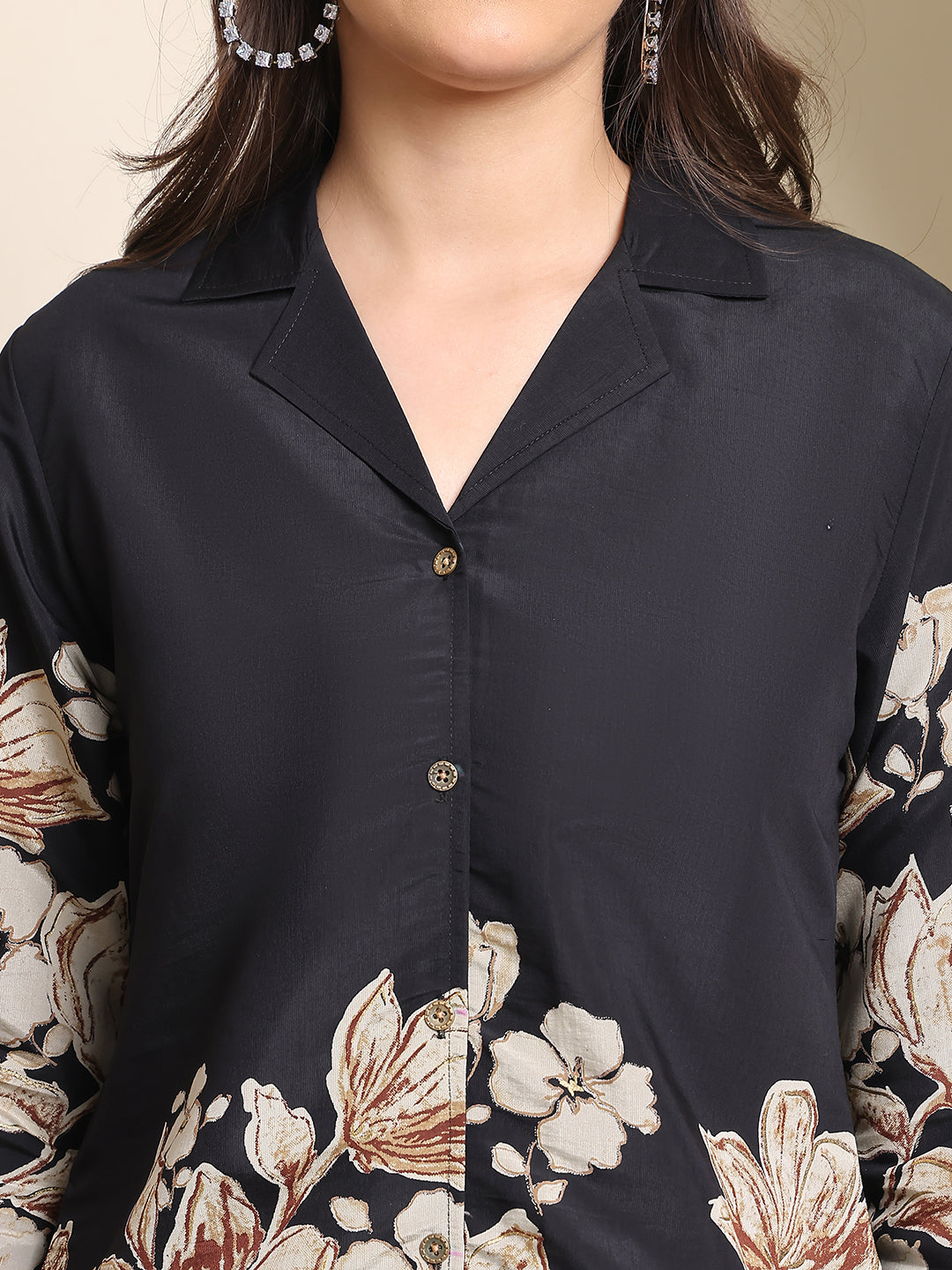 Elegant Black Flower Design Co-ord Set | Women’s Stylish Wear