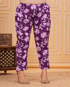 Purple Floral Cotton Maternity Co-Ord Set for Women