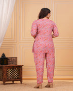 Pink Floral Cotton Maternity Co-Ord Set | Feeding Friendly Nightwear