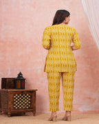 Mustard Yellow Ikat Print Maternity Co-Ord Set (Top & Pants)