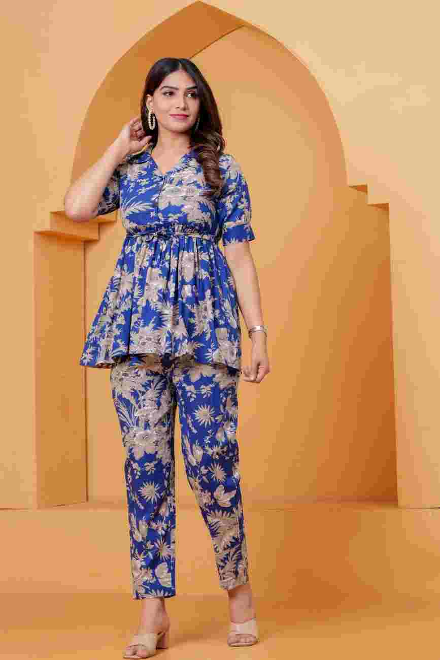 Clothycorp Blue Floral Printed Co-Ord Set for Women