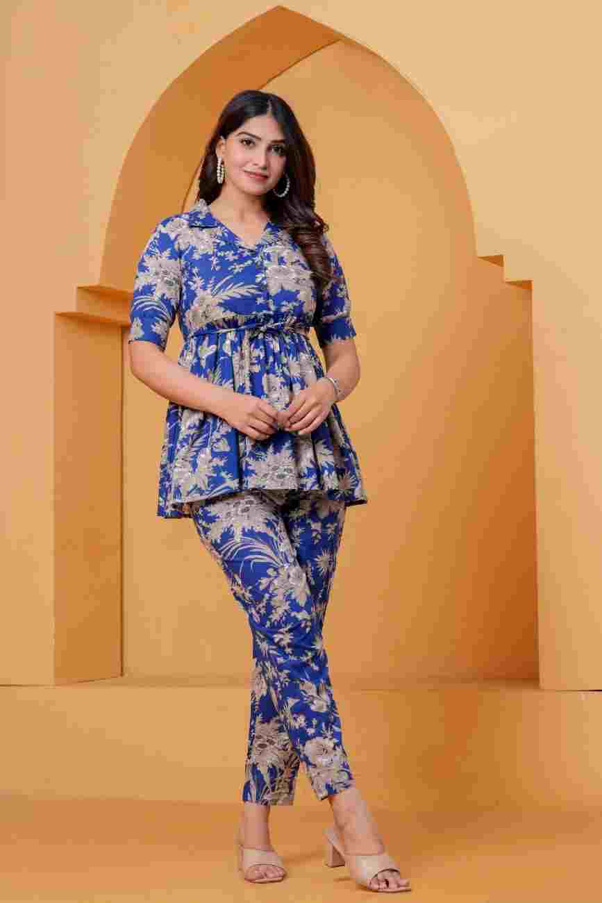 Clothycorp Blue Floral Printed Co-Ord Set for Women