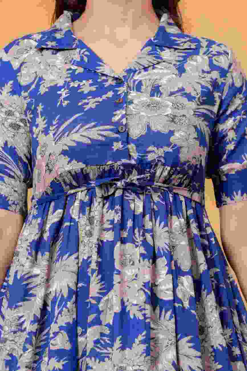 Clothycorp Blue Floral Printed Co-Ord Set for Women