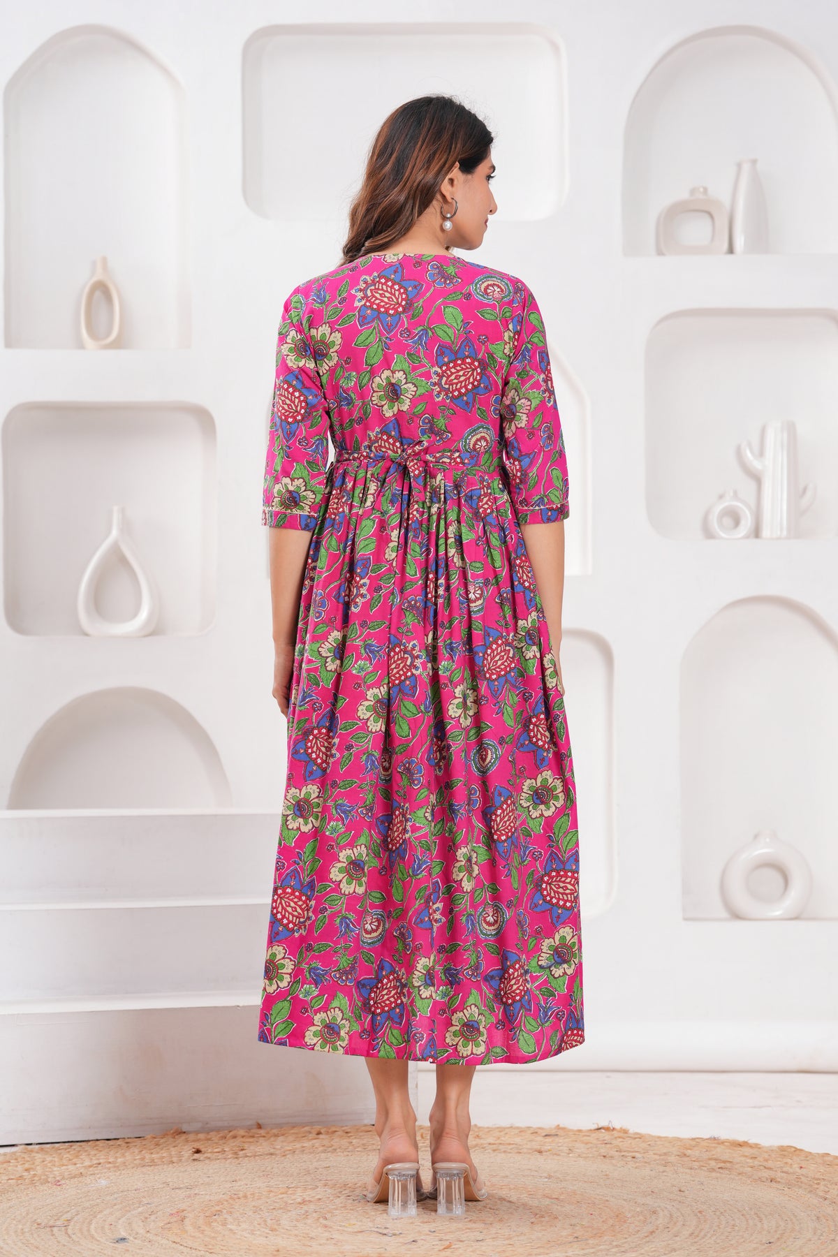 Clothycorp Pink Floral Printed Maternity Maxi Dress for Women
