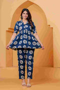 Clothycorp Navy Blue Geometric Printed Co-Ord Set for Women