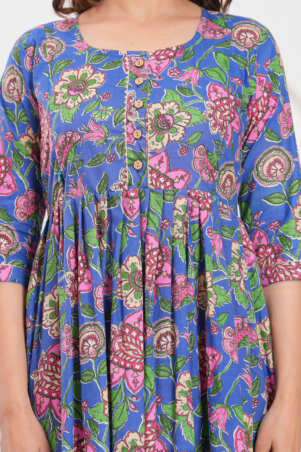 Clothycorp Blue Floral Printed Maternity Maxi Dress for Women