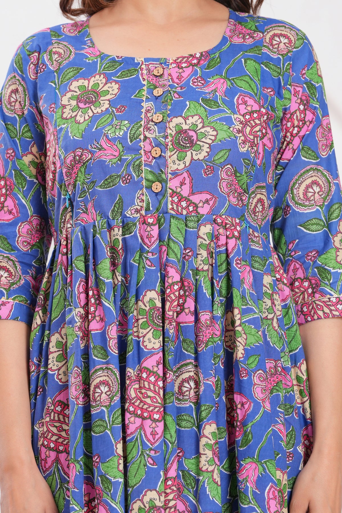 Clothycorp Blue Floral Printed Maternity Maxi Dress for Women