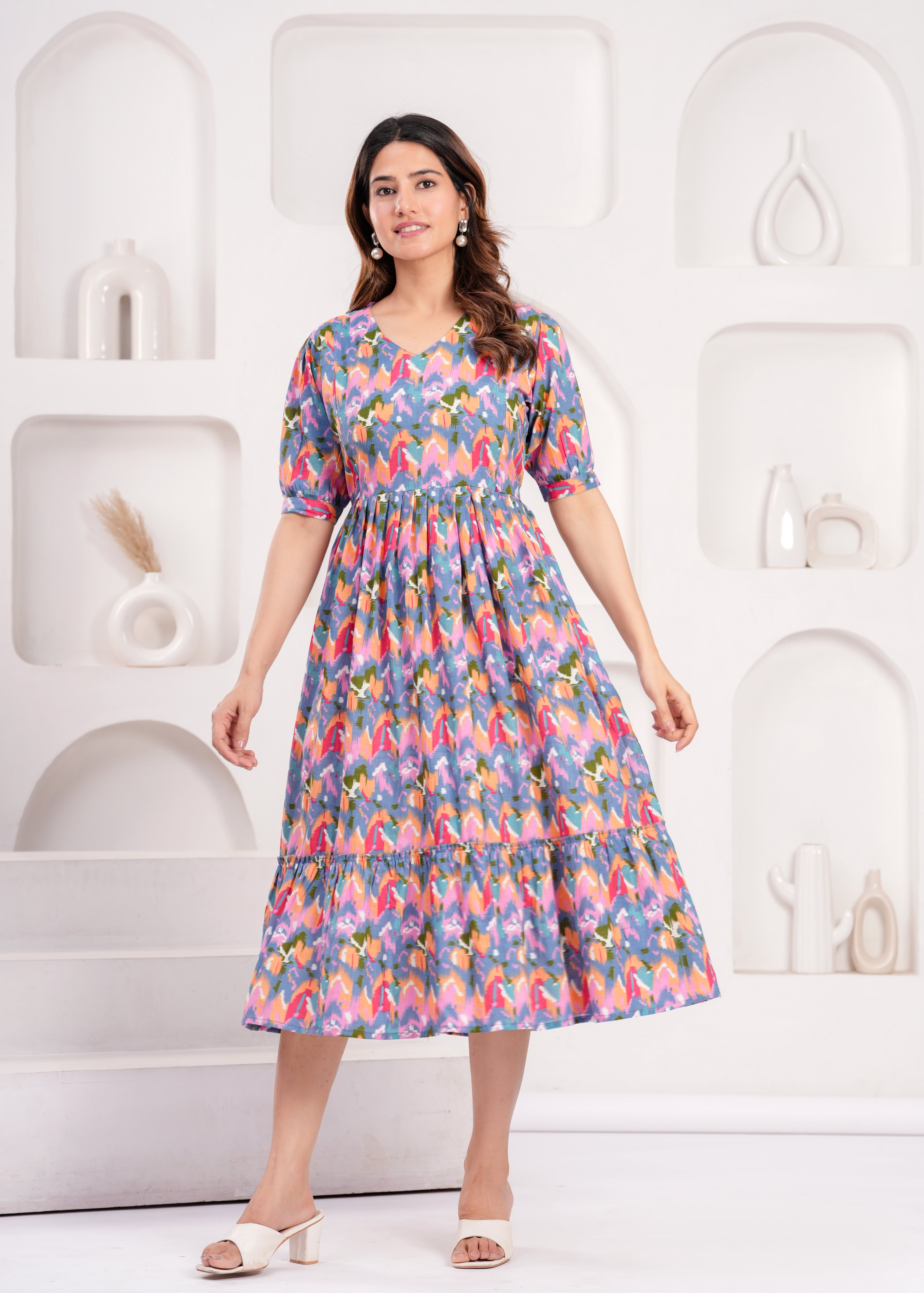 Soft Cotton Multicolor Maternity Wear with Feeding Zipper