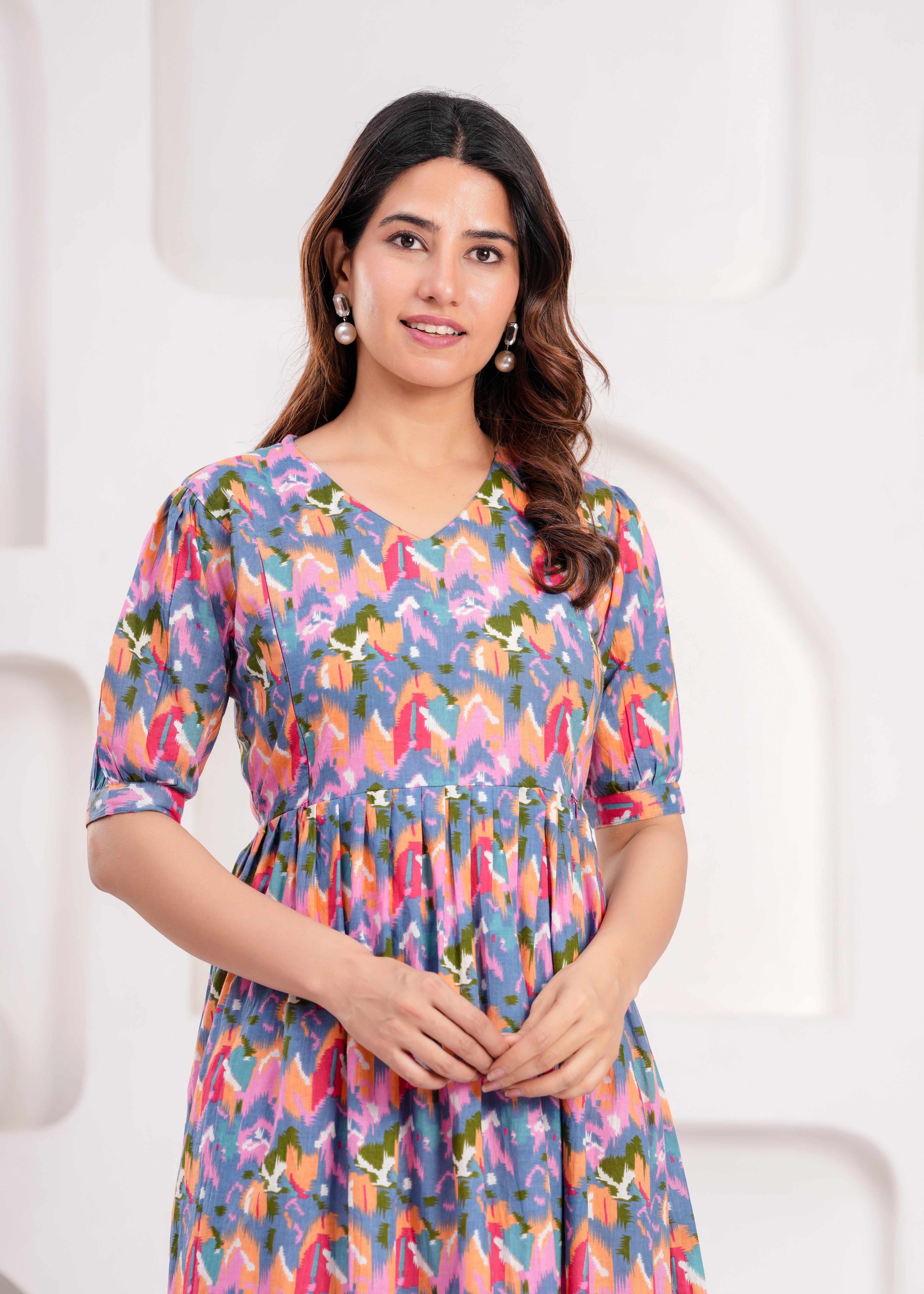 Soft Cotton Multicolor Maternity Wear with Feeding Zipper