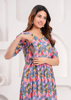 Soft Cotton Multicolor Maternity Wear with Feeding Zipper