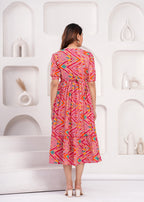 Breathable Cotton Maternity Wear – Pink Chevron Print