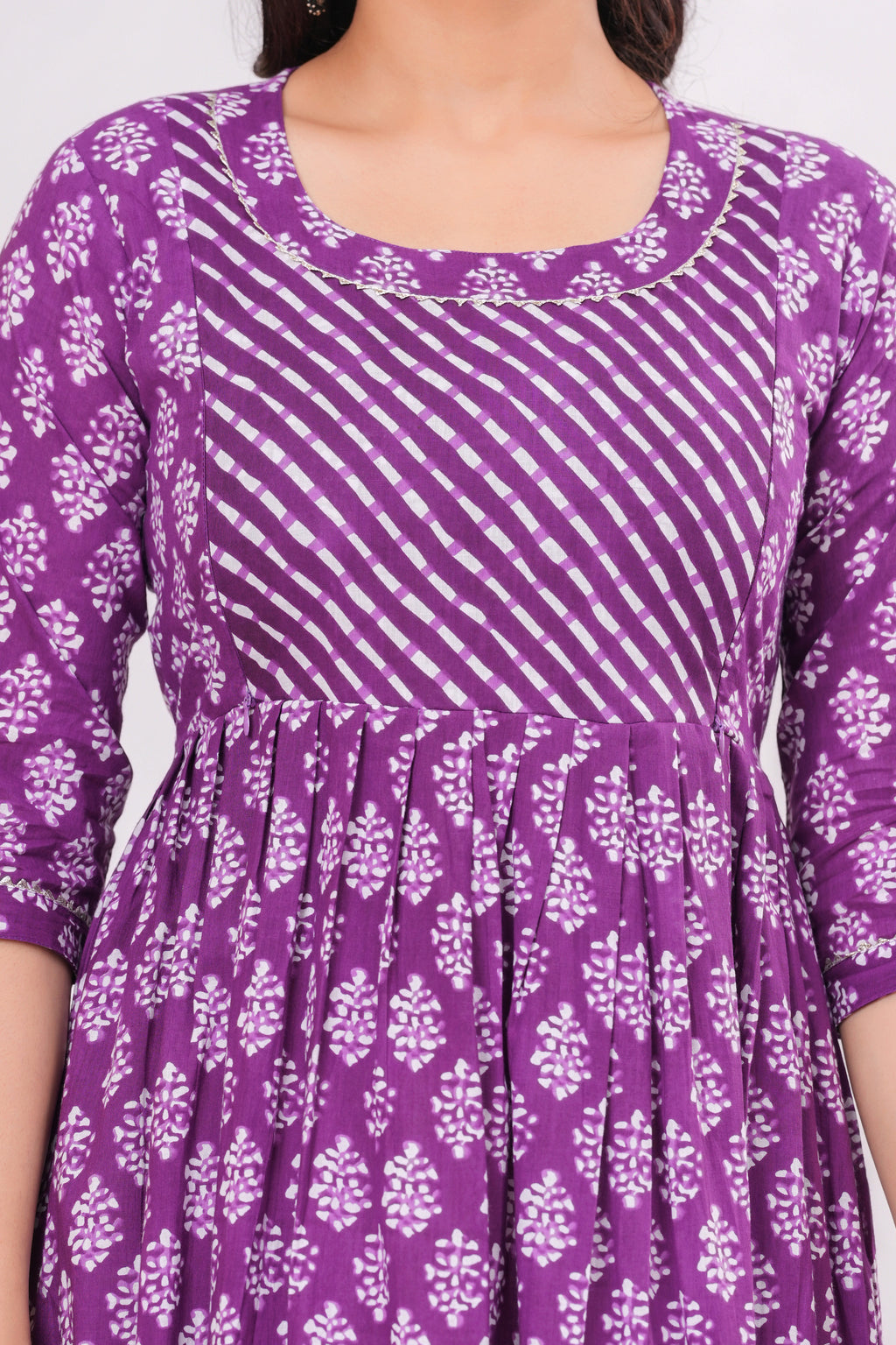 Clothycorp Purple Printed Maternity Midi Dress for Women