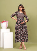 Printed Cotton Maternity & Feeding Long Dress