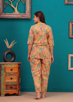 Eternal Flora Luxe Cotton Night Suit – Elegant Vibrant Nightwear