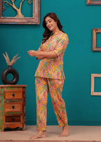 Eternal Flora Luxe Cotton Night Suit – Elegant Vibrant Nightwear