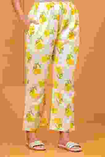 Clothycorp Yellow Floral Printed Co-Ord Night Suit for Women