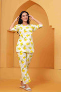 Ivory Yellow Floral Printed Women's Co-Ord Set