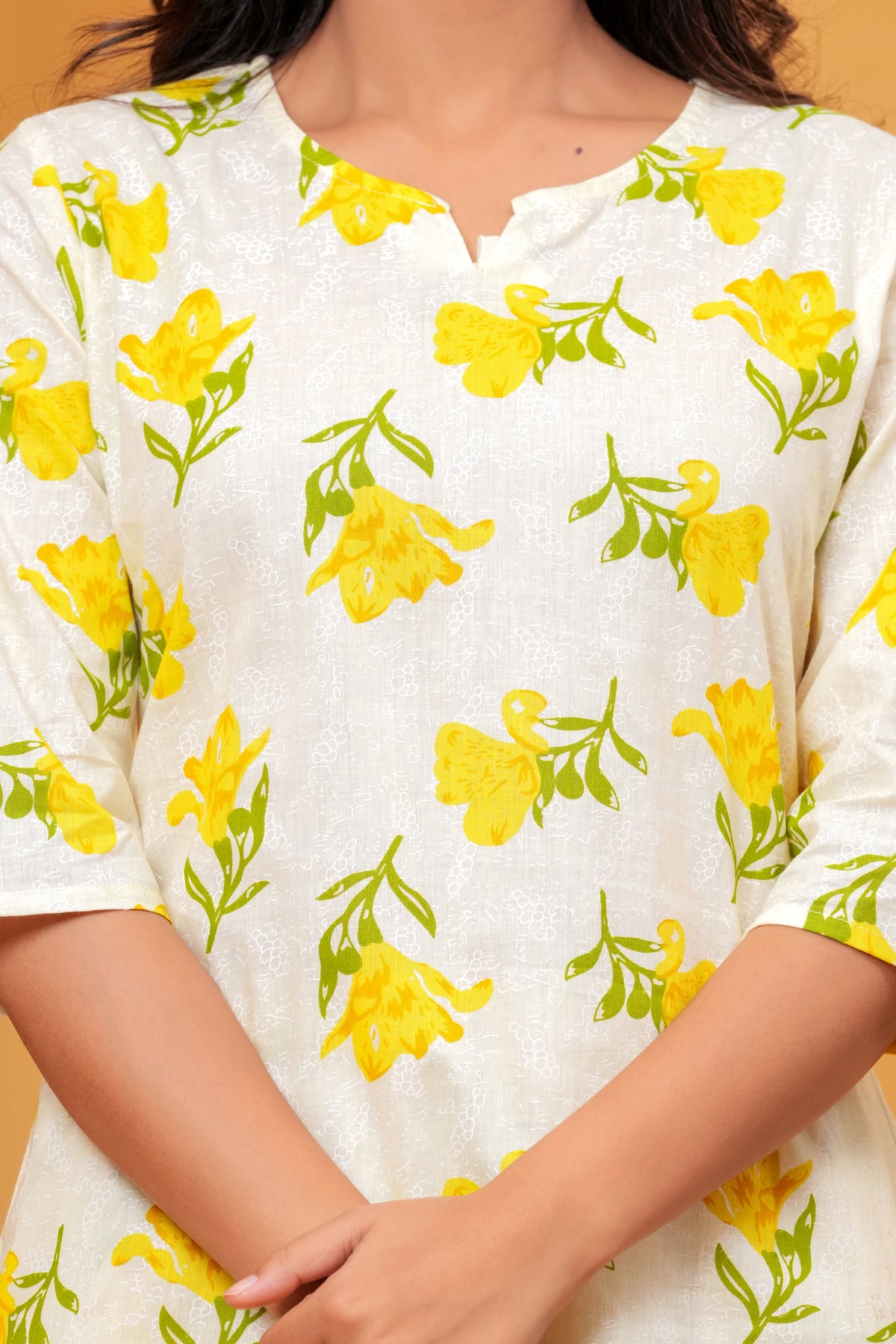 Ivory Yellow Floral Printed Women's Co-Ord Set