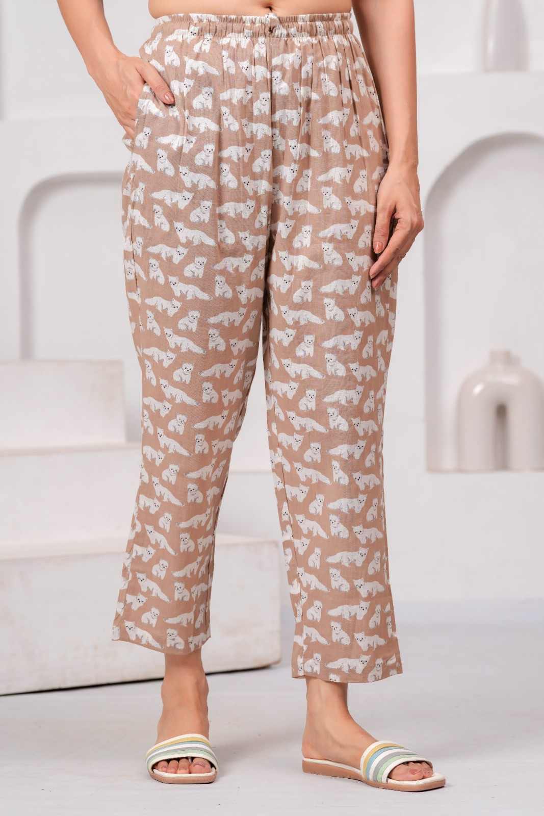 Cozy Paws Printed Cotton Night Suit for Women