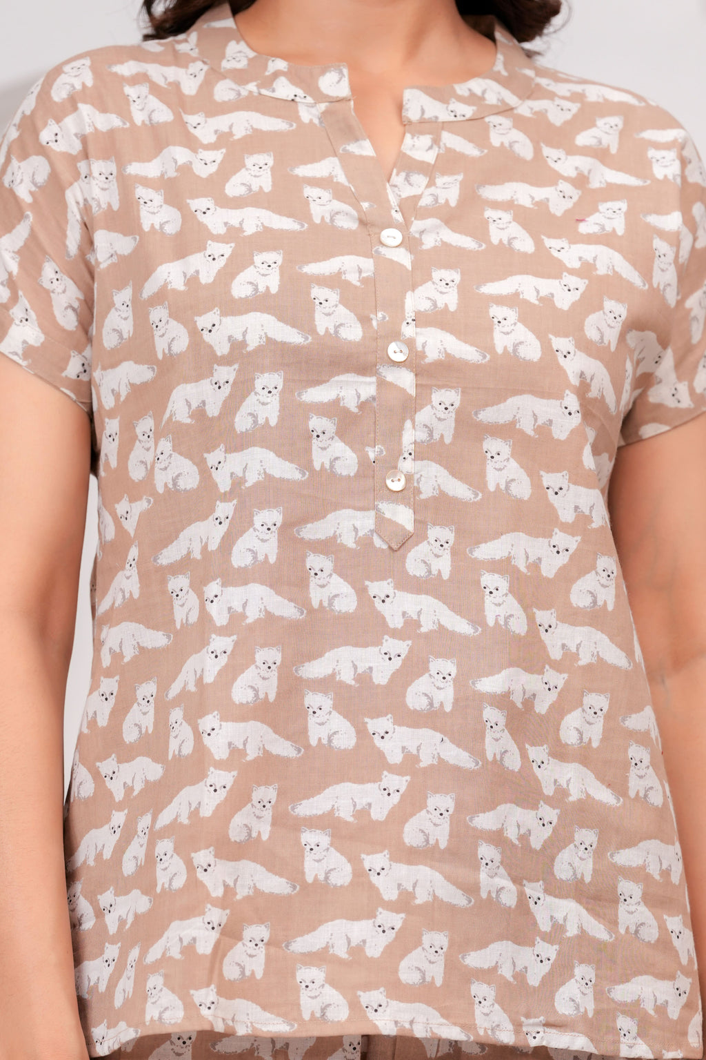 Cozy Paws Printed Cotton Night Suit for Women