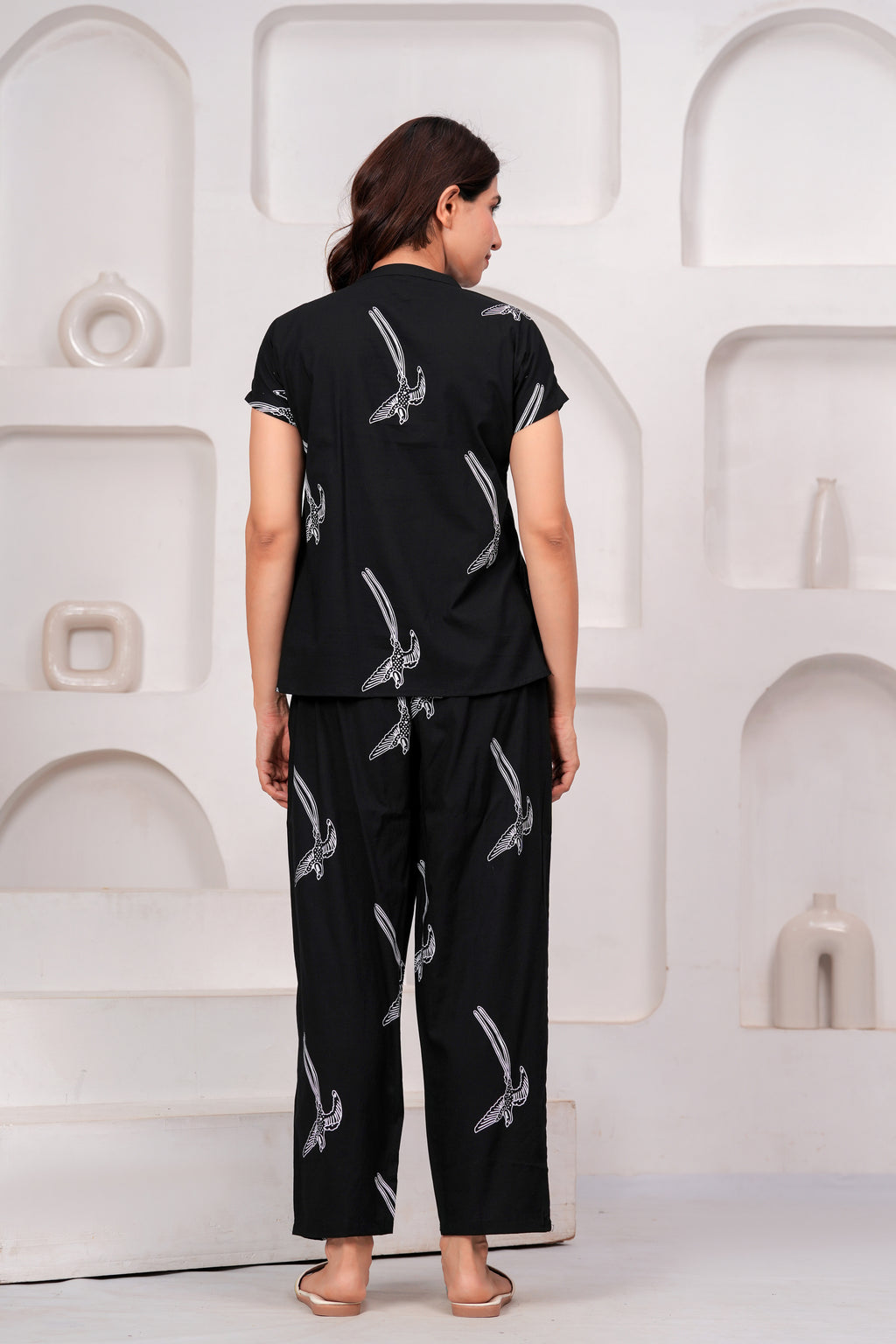 Black Bird Printed Women's Co-Ord Set