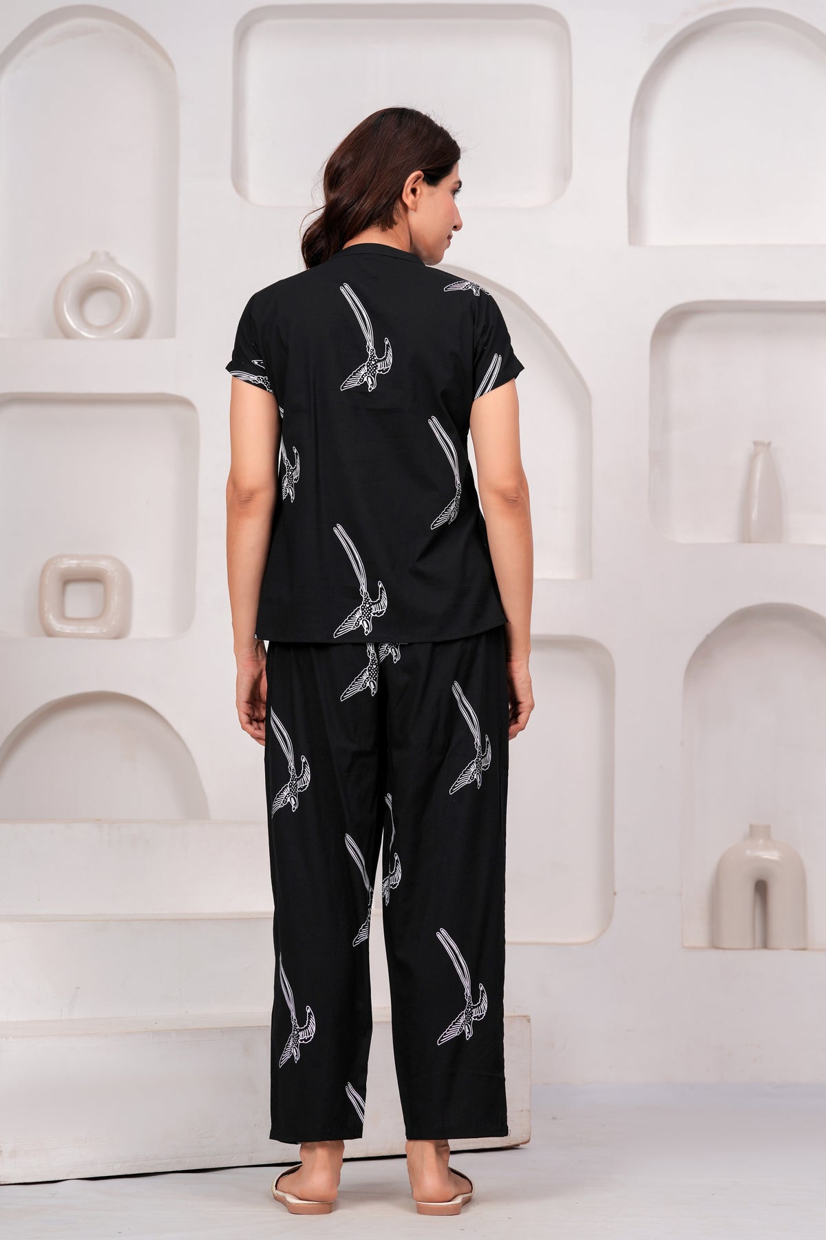 Black Bird Printed Women's Co-Ord Set
