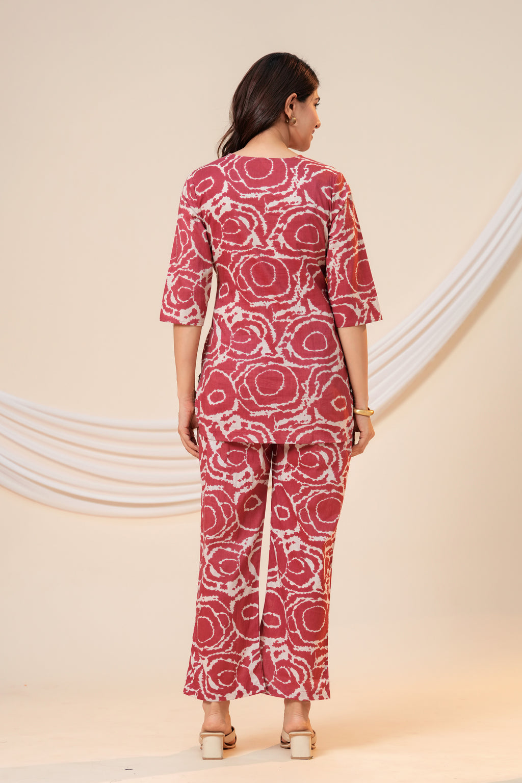 Maroon Abstract Printed Women's Co-Ord Set